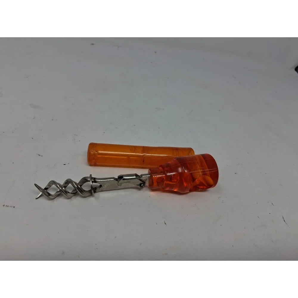 VTG Amber Plastic T-Handle Corkscrew Made in Italy Wine Opener Portable MCM. U